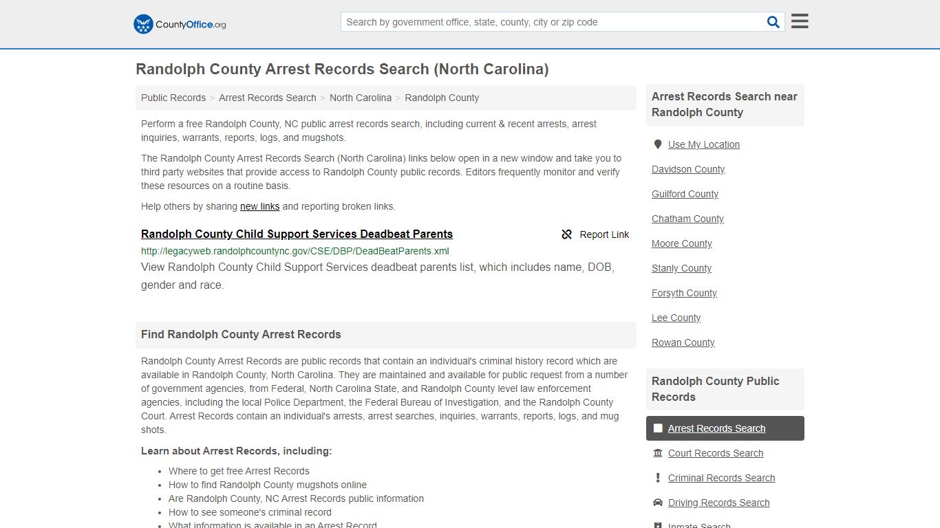 Arrest Records Search - Randolph County, NC (Arrests ...